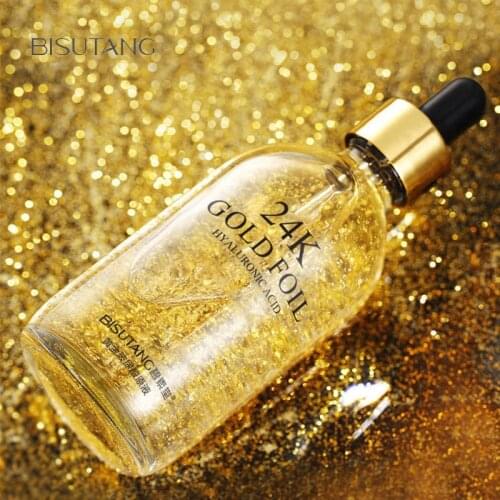 24K Gold Face Serum Hyaluronic Acid Solution Moisturizing Whitening Golden Acne Essence Ampoule Facial Skin Care Korean 100ML P