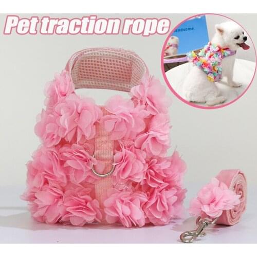 Pet Vest Chest Strap Flower Vest Harness and Leash Set Rope Leash Pet Supplies For Dog Cat xqmg Collars Harnesses Leashes Animal