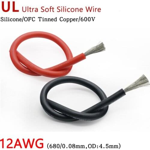 12AWG Silicone Wire 3.4mm Square Insulated Flexible Electrical Cable Heatproof Tinned Copper Silica Gel Soft DIY Core Test Line