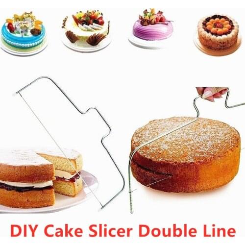 2020 DIY Cake Slicer Double Line Adjustable Stainless Steel Metal Cake Cut Device Decorating Mold Bakeware Kitchen Cooking Tools
