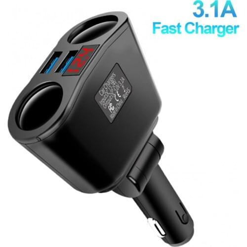 45% Hot Sales!!! 3.1A Digital Display Cigarettes Lighter Car Charger 2 USB Port QC 3.0 Fast Charge