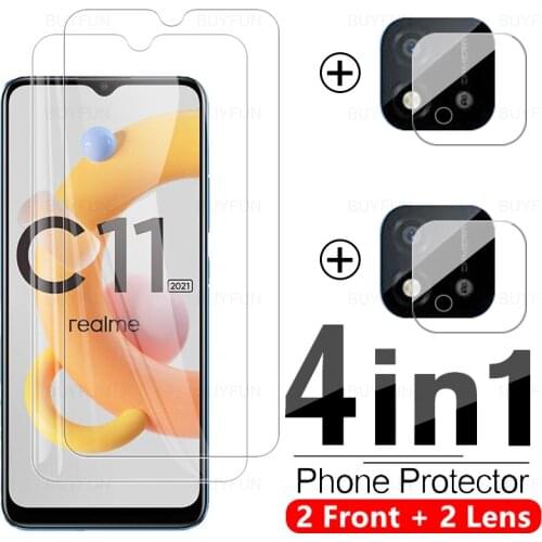 4in1 Tempered Glass Case For Realme C11 2021 Clear Glass For realme c21 c15 c11 8 7 6 Pro 8 7 5G Camera Lens Protective Film