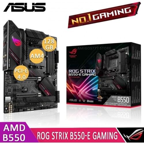 Asus ROG STRIX B550-E GAMING Motherboard Socket AM4 DDR4 128GB PCI-E 4.0 M.2 SSD Bluetooth 5.1 CHAI Overlocking B550 Placa-Mãe