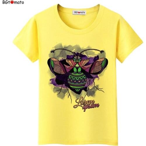 BGtomato Beautiful design butterfly T-shirts Original brand New clothes Beautiful casual shirts women tops tees cheap sale