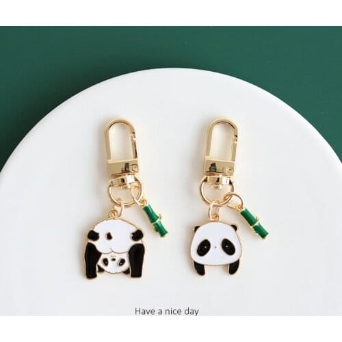Cute Panda Keychain Holder Kawaii Anime Car Key Chain Accessories Pendant For Clothes Backpack Keyring Phone Charm Jewelry