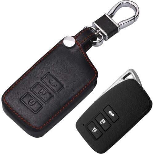 Peacekey Genuine Leather Remote Control Car Keychain Key Cover Case For Lexus RX270 NX200 3Buttons Smart Key