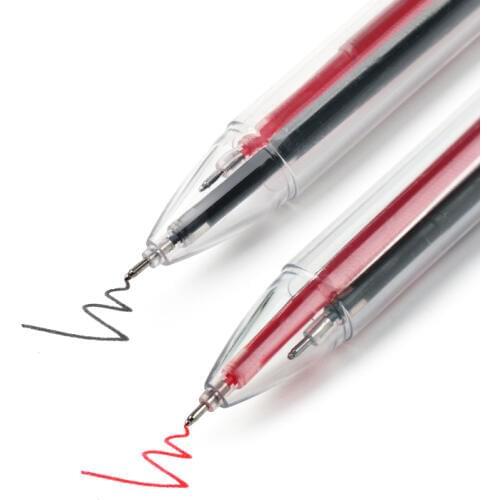 2 In 1 Double Color Gel Pens Retractable Large Capacity Ink Black Blue Needle Tip 0.5mm Pen Stationery School Office Supplies