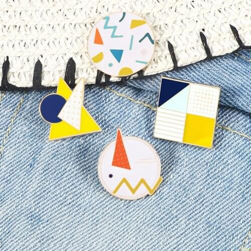 Geometry Tangram Enamel Pins Denim Jackets Jeans Lapel Pins for Women Men Creative Button Badge Cartoon Brooches Jewelry Gifts