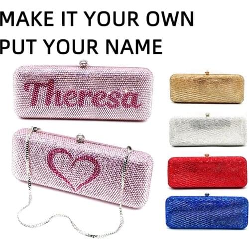 Customization name Ladies luxuries personal design Bridal wedding purses women evening party diamonds crystal long clutches