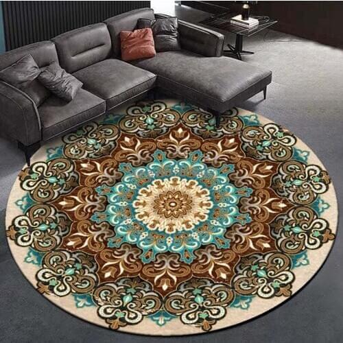 Mandala Ethnic Retro Round Carpets Living Room Rugs Bohemian Style Bedroom Carpet Kids Room Printed Sofa Chair Anti-Slip Floor