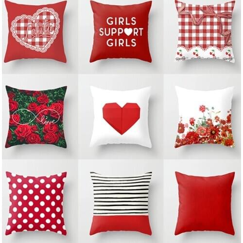 Red Love Printed Waist Throw Cushion Cover Home Supplies Pillowslip Cushion Cover Decor 45*45cm Pillowcase Throw Pillows Covers