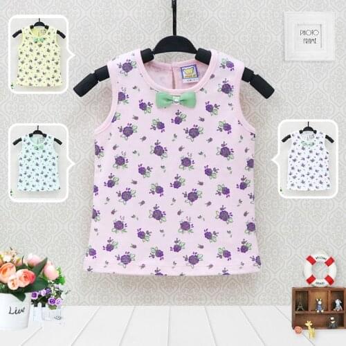 Baby Sleeveless Summer T Shirts Children Girls 100% Cotton Blouse Girl Birthday Party Newborn Clothes Navy Style 2018 Clothing
