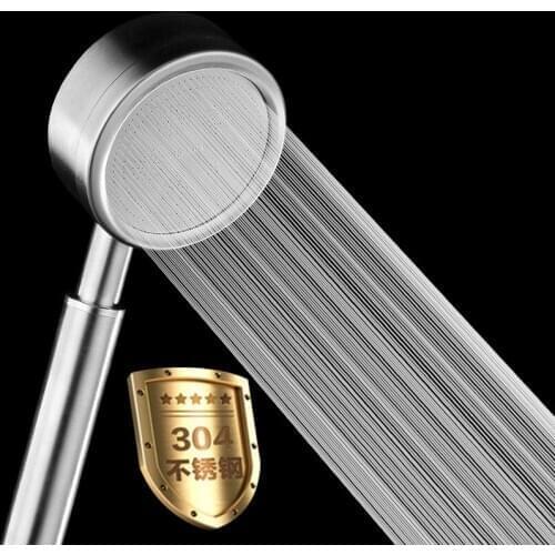 Brushed SUS304 stainless steel handheld shower head pressurized Water saving bathroom shower spray Top quality shower nozzle