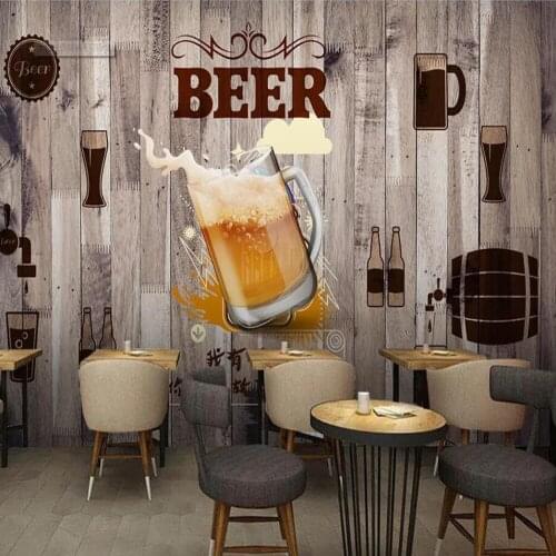 Milofi custom large 3D wallpaper mural wood beer decorative painting background wall decorative mural wallpaper