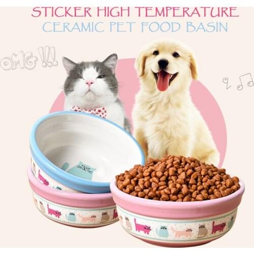 Dog Pet Cats Water Bowls Cartoon Ceramics Bowls For Dogs Travel Camping Drill Food Water Feeder