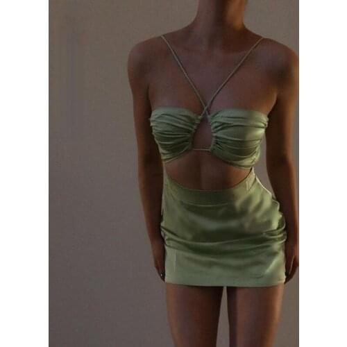 Fashion Summer Halter Sexy Backless Mini Dress Holiday Elegant Skinny Sleeveless Club Party Dresses Bodycon