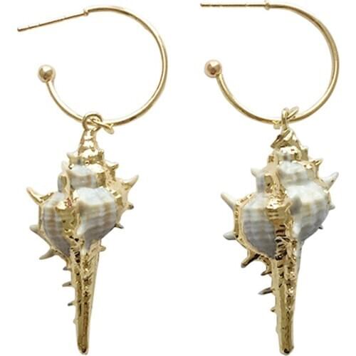 Fashion Gold color Cowrie Shell Earrings For Women Long Seashell pendant Jewelry Hippie Boho oorbellen Party Accessories