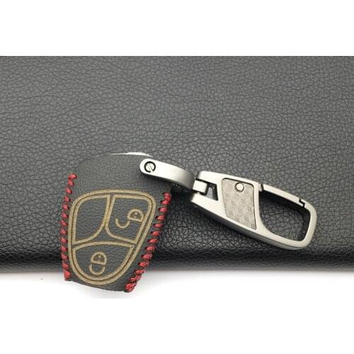 Fashion Style 100% leather car key cover keychain case For Mercedes Benz W124 W202 W203 W210 W211 W204 Keyboard Remote Holder