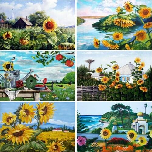 MomoArt 5D DIY Diamond Painting Sunflower Hobbies And Crafts Diamond Embroidery House Flower Cross Stitch Spring Home Decor