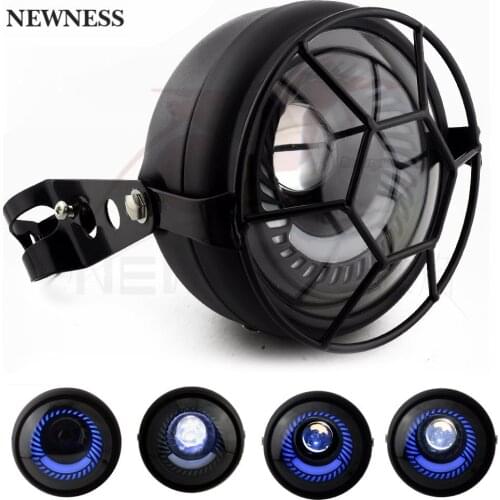 Motorcycle Hi&Lo Beam Head Lamp Lampshade Grill Cover Retro 35-43MM Bracket Mask Mount Headlight for Harley Cafe Racer Bobber