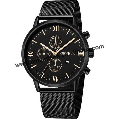 Alloy Mesh Men Casual Watches Round Analog Quartz Date Men Wrist Watch Casual Men Women Geneva Watches 657