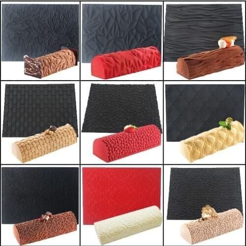 SHENHONG Silicone Baking Mats Set Mousse Cake Molds Veins Mat Fondant Mould Dessert Bakeware Pastry Pan Cake Decorating Tools