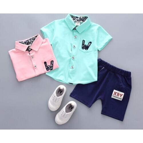 New Summer Baby Clothes Suit Children Boys Cartoon solid Shirt Shorts 2Pcs/sets Toddler Casual Clothing Infant Kids Tracksuits