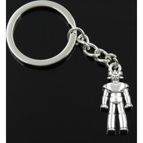 New Fashion Men 30mm Car Keychain DIY Metal Holder Chain Vintage Mechanic Robot 31x13mm Bronze Silver Color Pendant Gift