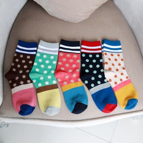 New Polka Dot Tube Socks Womens Color Combed Cotton Socks Autumn and Winter Tube Woman Socks Wholesale Pop Lovely Socks