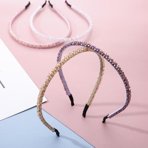 Fashion Super Flash Double Row Crystal Headwear Hair Hoop for Girls Handmade Beaded Headbands Women Hair Accessories Head Wrap