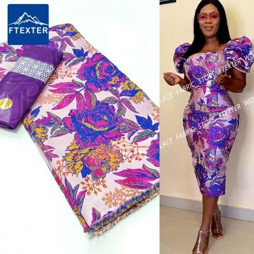 Wholesale Pricce!!! 2.5+2.5 Yards African Lace Fabric Bazin Riche Brocade Original With Shiny Embrodery Organza Net Lace Dresses