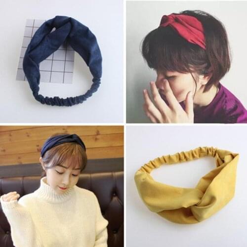 7 Color Hair Accessories Solid Color Knit Cross Knot Hair Band Retro Elastic Hair Accessories Braiding Tools Hair Styling Tools