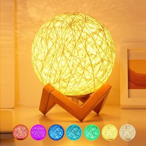 Rattan ball lamp LED night light lamp lights USB wire LED light Home decoration Creative Gift Warm Light 3 color can choose