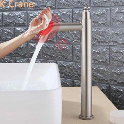 Basin Touch Sensor Faucet Bathroom Smart Automatic Tap Deck Mount Single Cold Stainless Steel Grifo Wash Basin Robinet Musluk