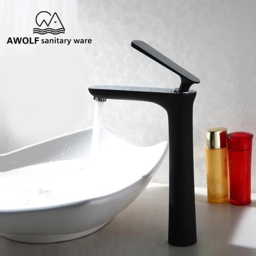 Bathroom Basin Faucet Hot Cold Switch Mixer Taps Solid Brass Deck Mounted Bathroom Sink Standing Faucet Chrome Black WhiteML8012