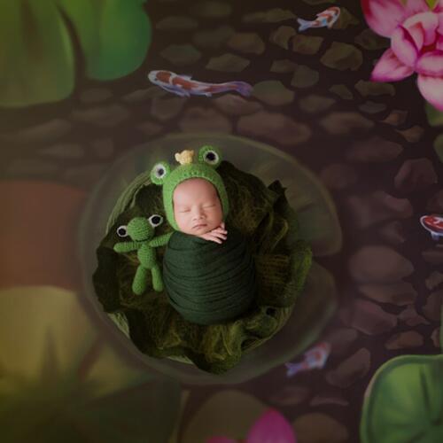 Knitted Frog Prince Hat Amigurumi Toy Crochet Frog Toy Newborn Animal Hat Props Baby Boy Gift Newborn Bonnet Photography Props