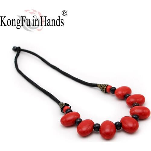 Vintage Big Pendant Necklace Ethnic Jewelry Red Colorful Chain Beads Collar Necklace Pendants for Women Fashion Accessory Gifts