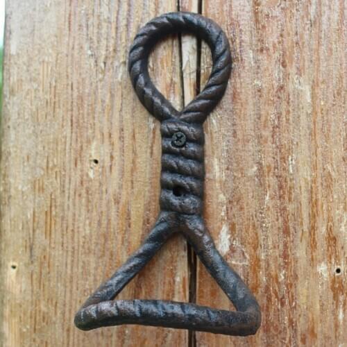 Vintage Rustic Rope Knot Cast Iron Wall Hook European Farmhouse Home Garden Wall Decor Industrial Accent Metal Hanging Hook