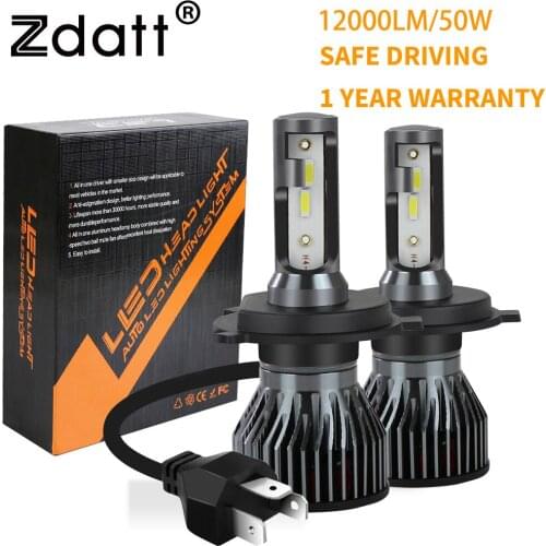 Zdatt 2PCS H1 Led HB3 HB4 H8 H9 H11 H4 H7 LED Headlight Car Bulb 6000K 12V Turbo Fog Lights MINI Built-in Drive Csp Chips Lamp