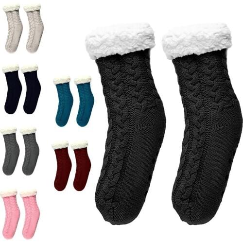 Women Socks Autumn Winter Plush Liner Anti Slip Twist Knitted Warm Boots Floor Socks Breathable Comfortable носки женские набор