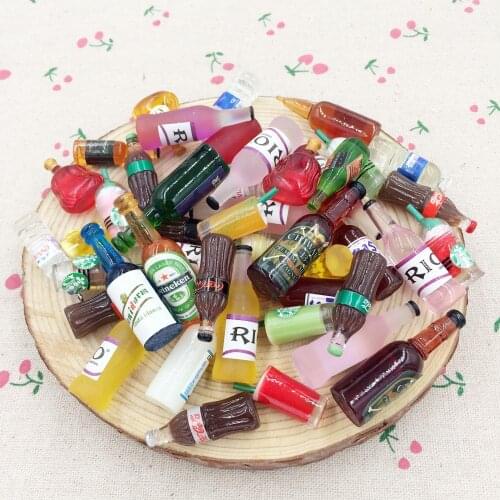 10 Pieces Kawaii Mini Resin Bottle Fairy Garden Miniatures Terrarium Figurines Gnome Decoration Craft Handmade for Doll :15-50mm