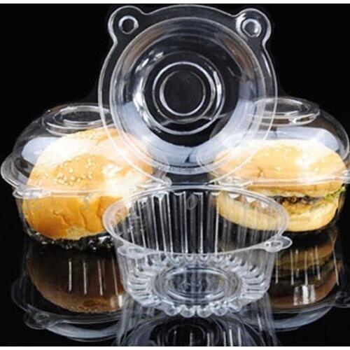 100pcs Clear Plastic Single Cupcake Cake Case Muffin Dome Holder Box Container