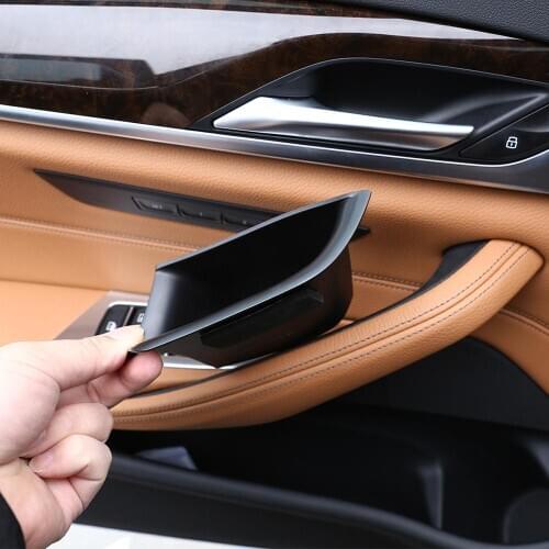 2pcs for BMW New 5 Series G30 2017 2018 Models Black Plastic Car Door Storage Box Phone Tray Accessories with Mat