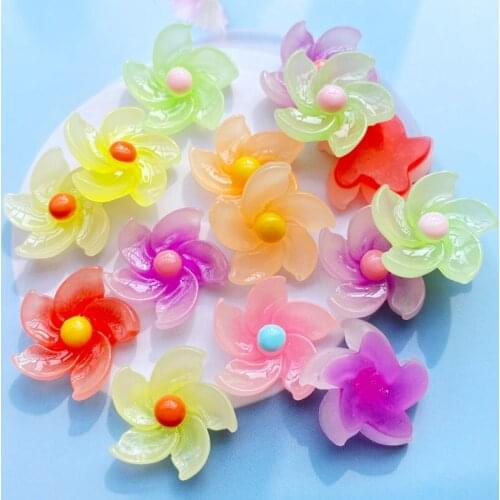 20Pcs Mixed Mini Cute Colorful Flowers Flat Back Resin Cabochons Scrapbooking DIY Jewelry Craft Decoration Accessorie H550