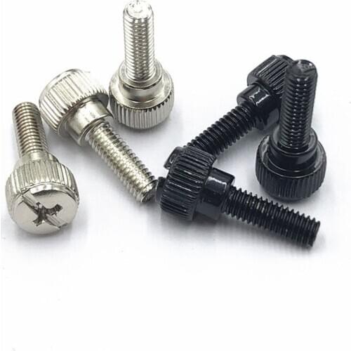 5pcs M5 Phillips high order screws eleven words knurled hand screw lighting adjustment bolts black color 10mm-20mm long