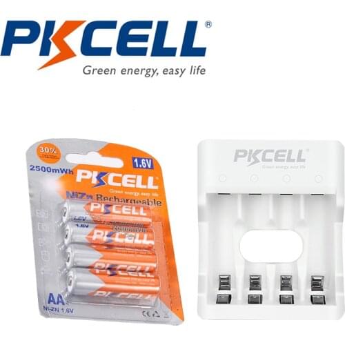 4Pcs 1Pack NIZN AA Rechargeable Battery 1.6V 2250mWhrs to 2500mWhs and NiZn Battery Chargers EU or US PLug 1PC For Camera Toys