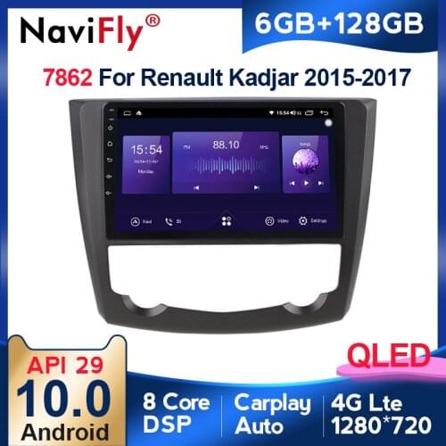 NaviFly 7862 6GB+128GB QLED Screen 1280*720 Android 10 Car Radio Audio Multimedia Player For Renault Kadjar 2015 2016 2017