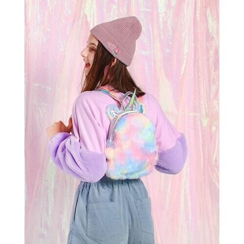 Bignosedeer Unicorn zipper bag for Girls Plush Unicorn bag Travel Storage Package Cartoon School Backpacks Children Birthday