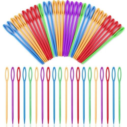 KAOBUY 50 PCS Large Eye Plastic Needles Safety Blunt Needles Learning Needles For Kids And Sewing Handmade Crafts