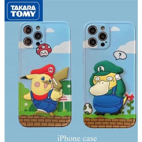 TAKARA TOMY Pokemon Carda Duck Phone Case for IPhone 7/8P/X/XR/XS/XSMAX/11/12Pro/12min Phone Couple Case Cover